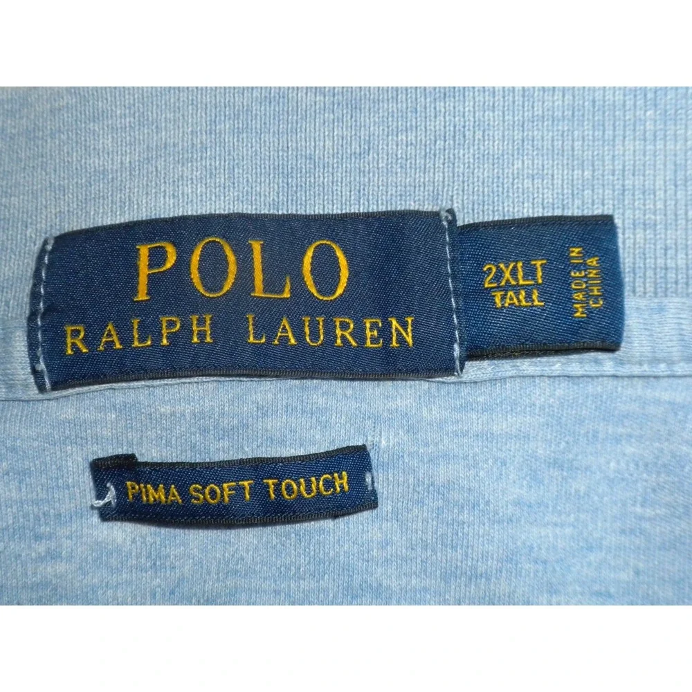 Polo Ralph Lauren Polo‎ Shirt Mens 2XLT Blue Pima Soft Touch Golf Short Sleeve